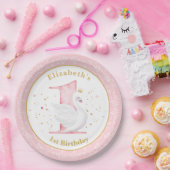 Waterverf Swan Princess 1st Birthday Paper Bord (Feest)