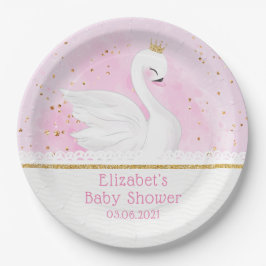 Waterverf Swan Princess Baby shower Papieren Bordje