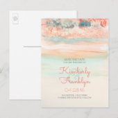 Waterverf Swash Beach Bruiloft Save the Date Aankondigingskaart (Voorkant / Achterkant)