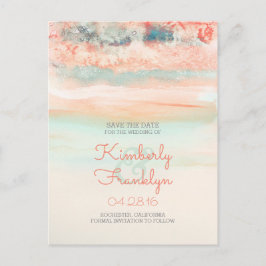 Waterverf Swash Beach Bruiloft Save the Date Aankondigingskaart