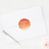 waterverf swash sinaasappel bruiloft ronde sticker (Envelop)