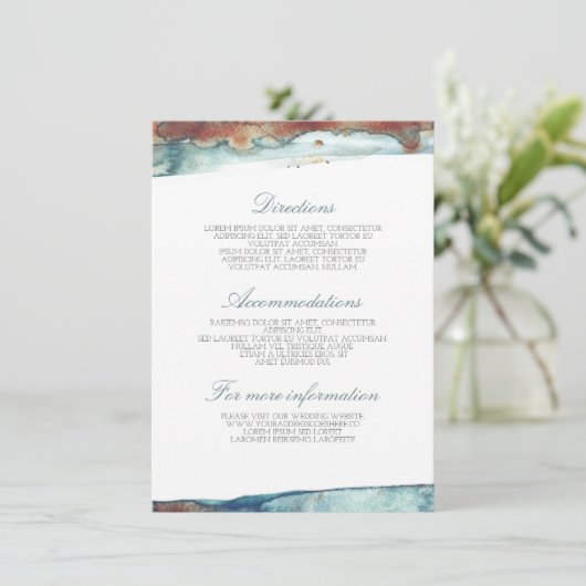 Waterverf Swash Zee Wedding Details - Informatie Informatiekaartje (Staand voorkant)