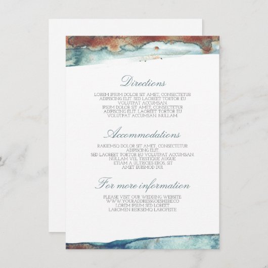 Waterverf Swash Zee Wedding Details - Informatie Informatiekaartje (Voorkant / Achterkant)