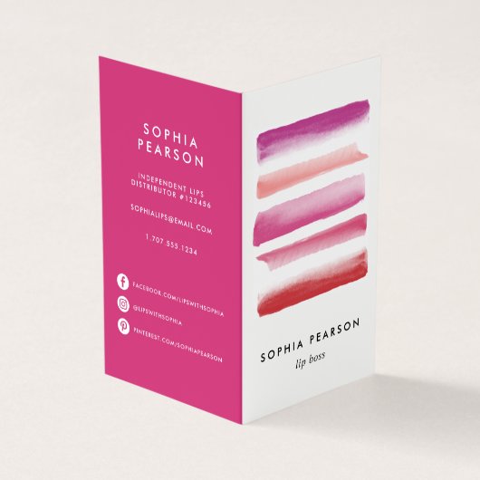 Waterverf Swatch | distributeur van lipproducten Visitekaartje (Buitenkant)