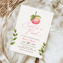 Waterverf Sweet as a Peach Baby shower Invitation