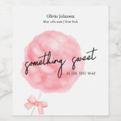 Waterverf Sweet Bow Cotton Snoep Baby shower Wijn Etiket (Enkel label)