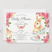 Waterverf Sweet Bunny Baby shower Tea Party Kaart (Voorkant)