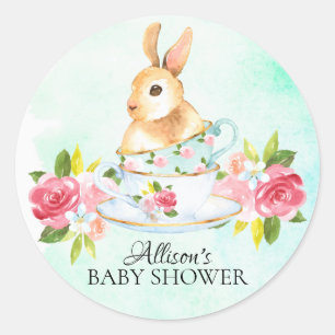 Waterverf Sweet Bunny Baby Tea Party Sticker