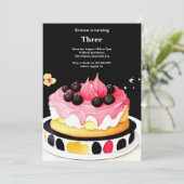 Waterverf Sweet Cake Verjaardagsuitnodiging Kaart (Staand voorkant)