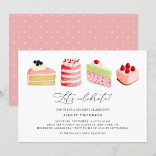 Waterverf Sweet Cakes Tea Party Brunch Kaart