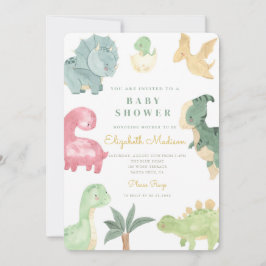 Waterverf Sweet Dinosaurs Baby shower Kaart
