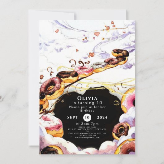 Waterverf Sweet Donut Verjaardag Kaart (Voorkant)