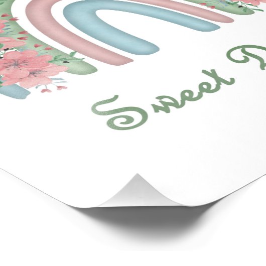 Waterverf Sweet Dreams Rainbow met Florals Foto Afdruk (Hoek)