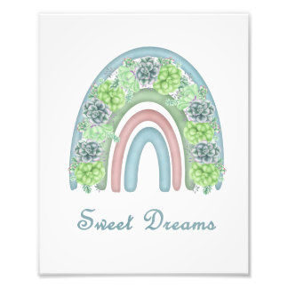 Waterverf Sweet Dreams Rainbow met Succulte Foto Afdruk