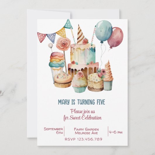 Waterverf Sweet-feestdag Kaart (Voorkant)
