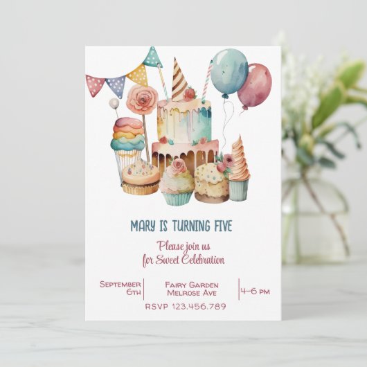 Waterverf Sweet-feestdag Kaart (Staand voorkant)