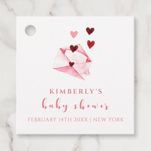 Waterverf Sweet Heart Letter Baby shower Bedankjes Labels (Voorkant)