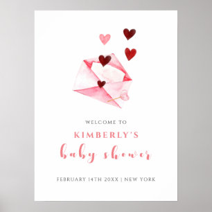 Waterverf Sweet Heart Letter Welkom Baby shower Poster