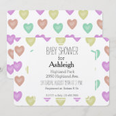 Waterverf Sweet Hearts-baby shower Kaart (Voorkant / Achterkant)