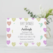 Waterverf Sweet Hearts-baby shower Kaart (Staand voorkant)