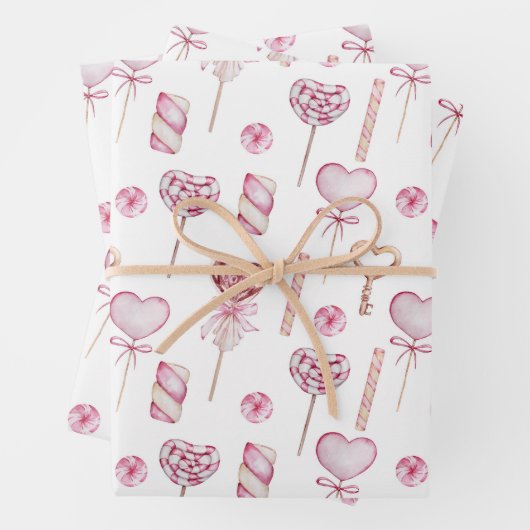 Waterverf Sweet Hearts Pattern Inpakpapier Vel (In situ)