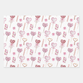 Waterverf Sweet Hearts Pattern Inpakpapier Vel