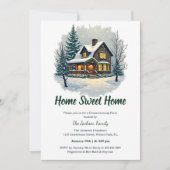 Waterverf Sweet Home Winter Housewarming Party Kaart (Voorkant)