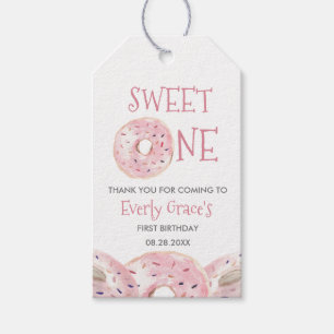 Waterverf Sweet One Boho Donut thema 1e verjaardag Cadeaulabel