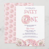 Waterverf Sweet One Donut thema 1e verjaardag Boho Kaart (Voorkant / Achterkant)