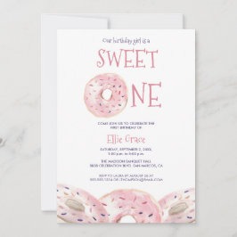 Waterverf Sweet One Donut thema 1e verjaardag Boho Kaart