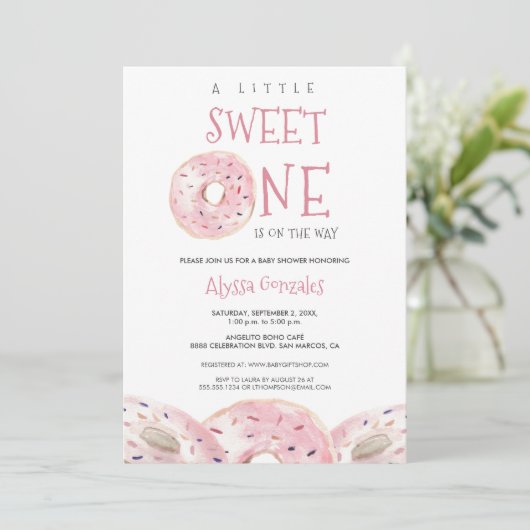 Waterverf Sweet One Donut thema Baby shower Kaart (Staand voorkant)