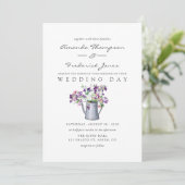 Waterverf Sweet Pea Floral Wedding Kaart (Staand voorkant)