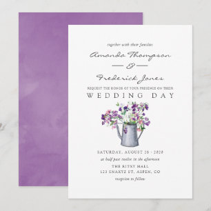 Waterverf Sweet Pea Floral Wedding Kaart