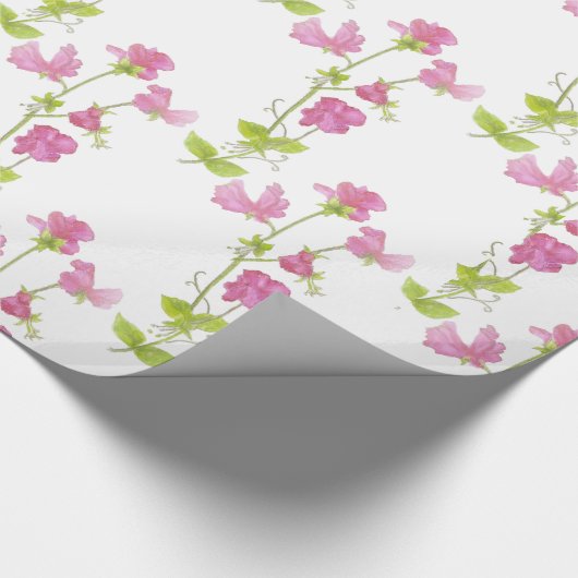 Waterverf Sweet Pea Flower Pattern Floral Design Cadeaupapier (Hoek)