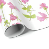 Waterverf Sweet Pea Flower Pattern Floral Design Cadeaupapier (Rol Hoek)