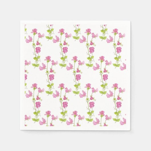 Waterverf Sweet Pea Flower Pattern Floral Design Servet (Voorkant)