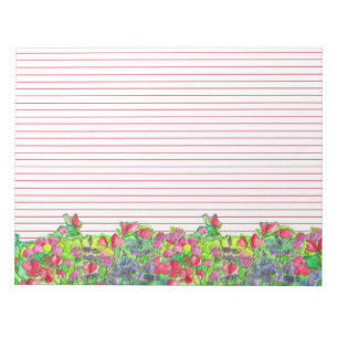 Waterverf - Sweet Pea Flowers Red Lined Notitieblok