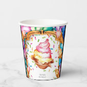 Waterverf Sweet Scoop Ice Cream Verjaardag Papieren Bekers (Voorkant)