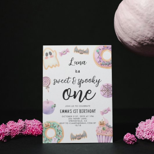 Waterverf Sweet & Spooky Een Eerste Verjaardag Kaart