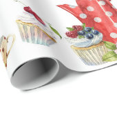 Waterverf Sweet Tea Party Patroon Cadeaupapier (Rol Hoek)