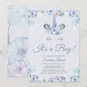 Waterverf Sweet Unicorn Het is een Baby shower van Kaart