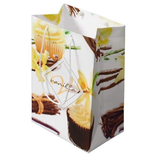 Waterverf Sweet Vanilla Orchid Monogram Medium Cadeauzakje (Voorkant Gekanteld)