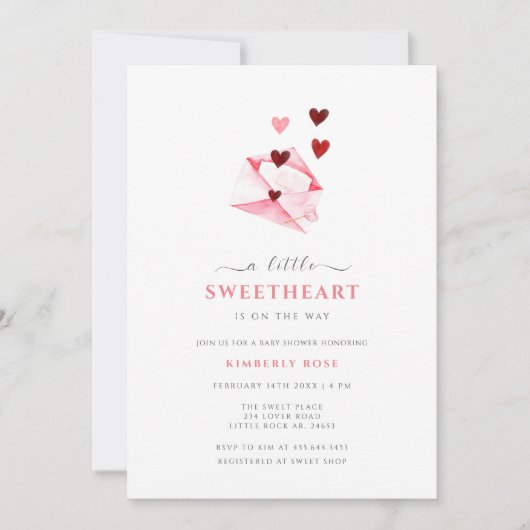 Waterverf Sweetheart Valentijns Baby shower Kaart (Voorkant)