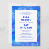 Waterverf Swirl Blue Custom Bar Bat Mitzvah Kaart (Voorkant)