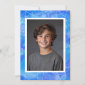 Waterverf Swirl Star Custom PHOTO Bar Bat Mitzvah Kaart (Achterkant)