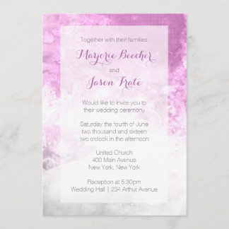 Waterverf Swirl Wedding Invitation - Plum Paars Kaart