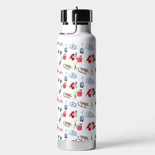 Waterverf Swiss Winter Travel Thmed Waterfles (Rechts)