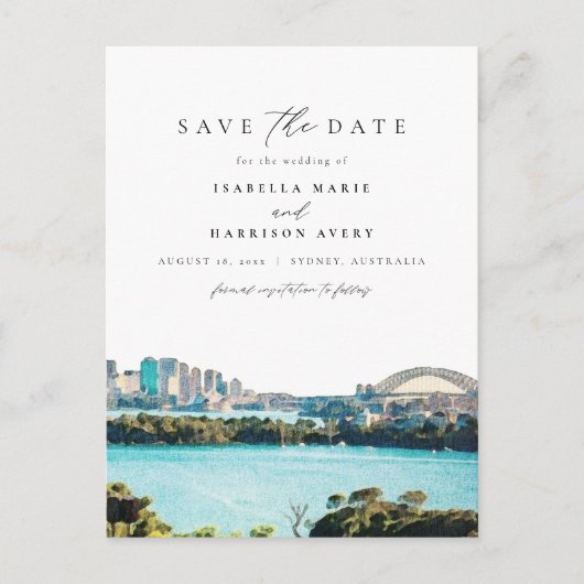 Waterverf Sydney Australië Skyline Bestemming Briefkaart (Voorkant)