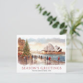 Waterverf Sydney Opera House Australië Kerst Feestdagenkaart (Staand voorkant)