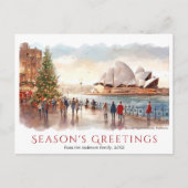 Waterverf Sydney Opera House Australië Kerst Feestdagenkaart (Voorkant)